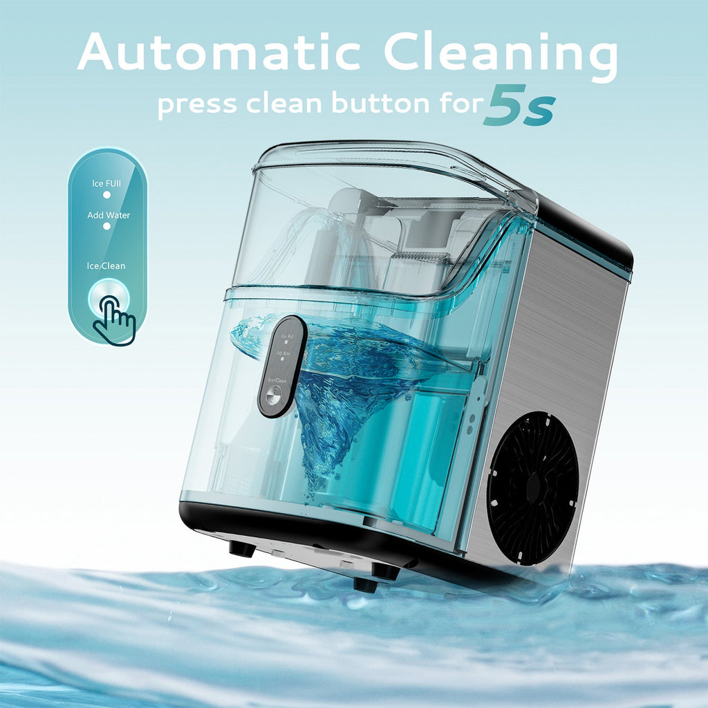 Euhomy Pearl L1 Nugget Ice Maker with automatic cleaning feature activated.