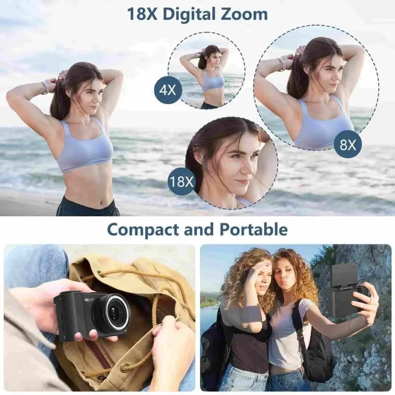 Digital Camera for Photography, Y2K Foldable Screen Portable Vlogging Camera with 32GB SD Card, Wrist Strap, Self Timer, Smooth Video vlogging Camera, Ideal Gift for Girls, Boys Teenagers, and Beginners, Birthday Christmas Valentine's Day Gift