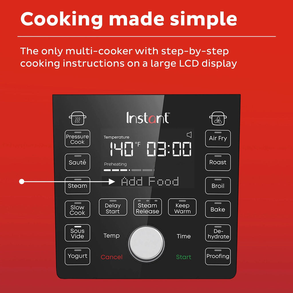  Duo™ Crisp™ 6.5-qt with Ultimate Lid Multi-Cooker &amp; Air Fryer front panet with text cooking made simple