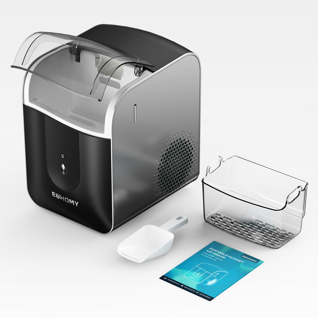 Euhomy Pearl L1 Pro nugget ice maker with scoop and ice basket